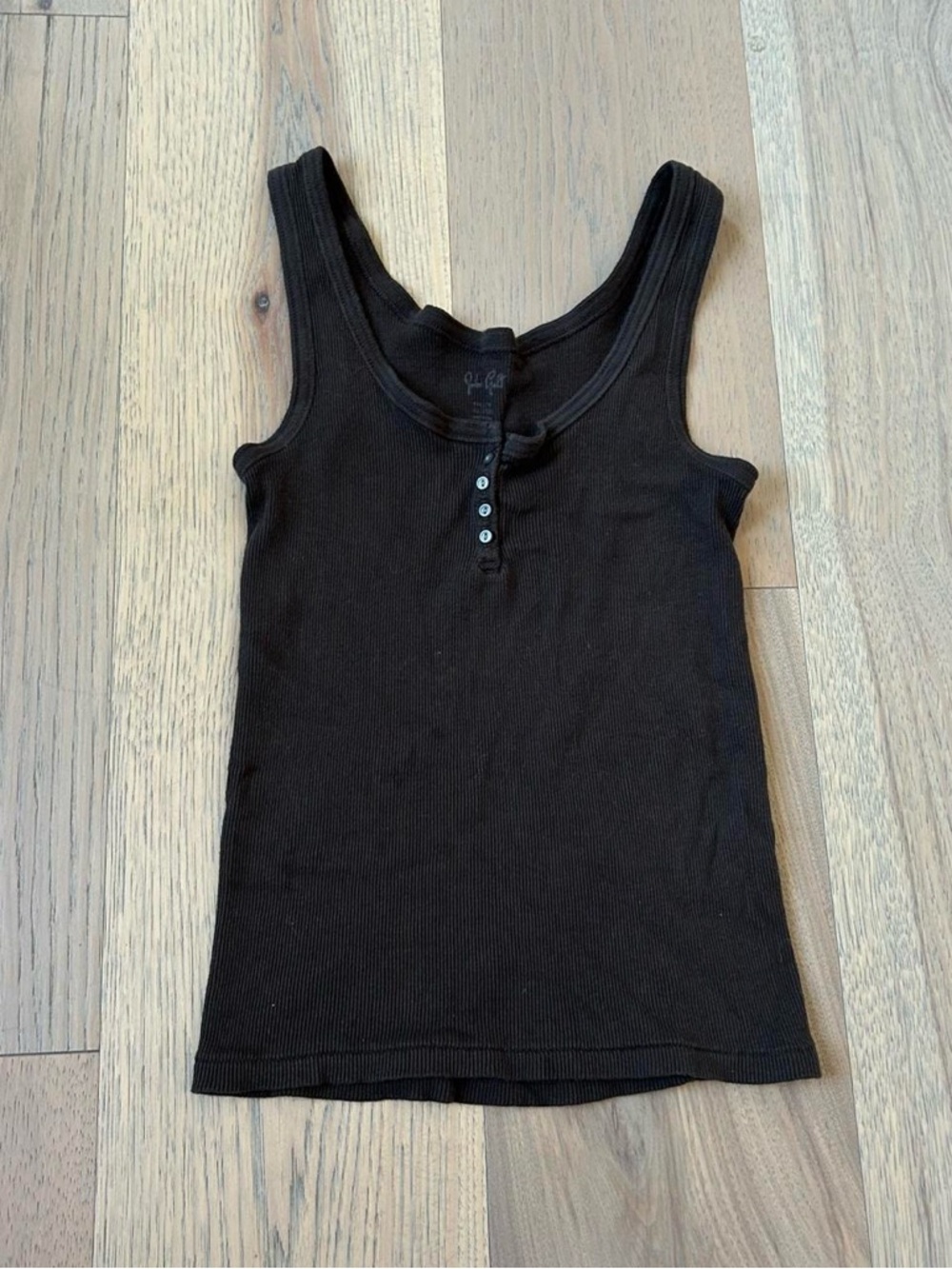 Brandy Melville Black Ribbed Button-Front Tank